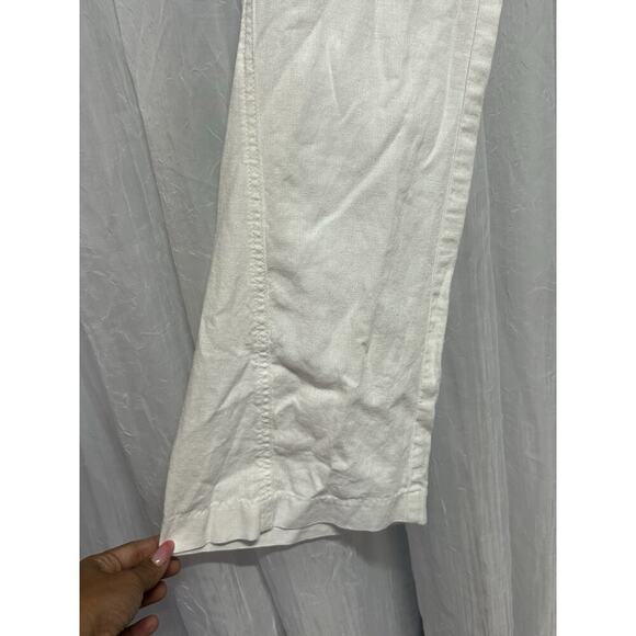 Roxy Oceanside Pants Sea Salt White Beach Relaxed Linen Low Rise Flared Baggy M - Picture 6 of 11